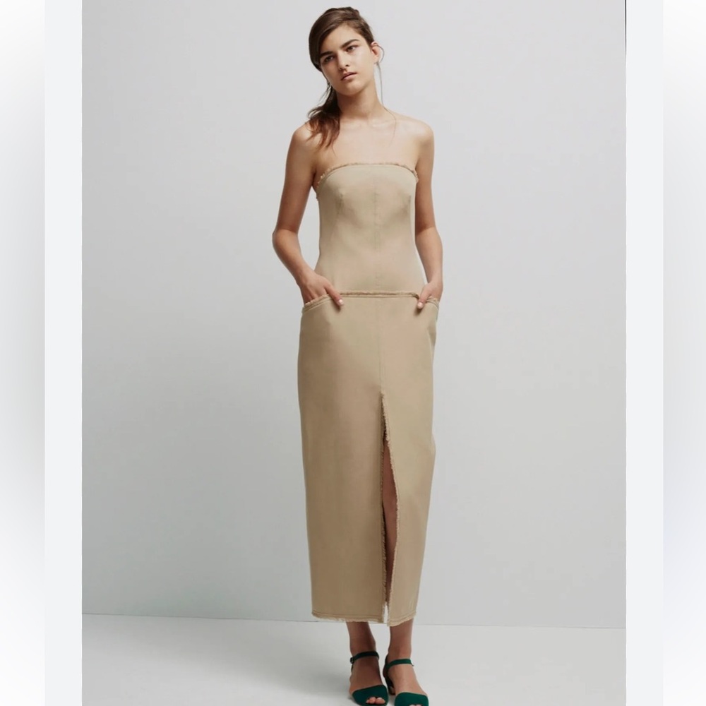 Wes‎ Gordon Elegant Beige Strapless Runway Dress size 4